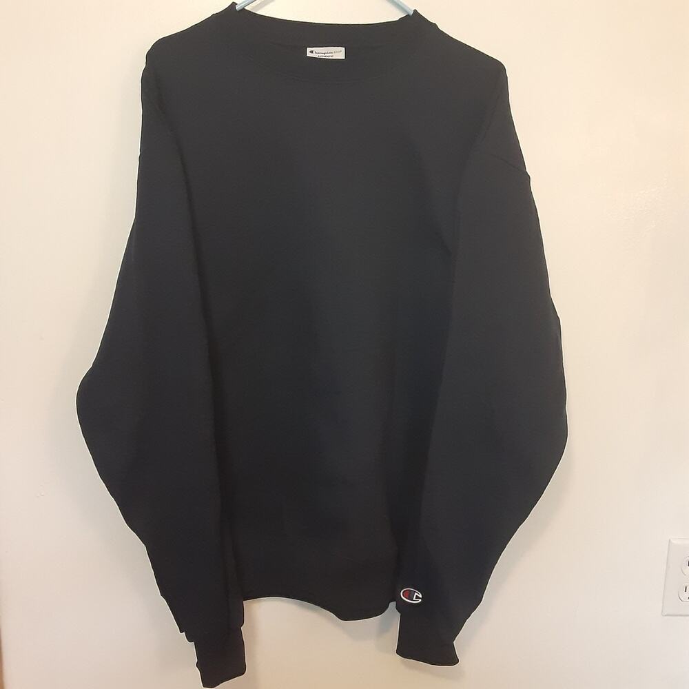 Champion Eco Authentic Men's L Blue Blank Crew Neck Sweatshirt Pullover EUC